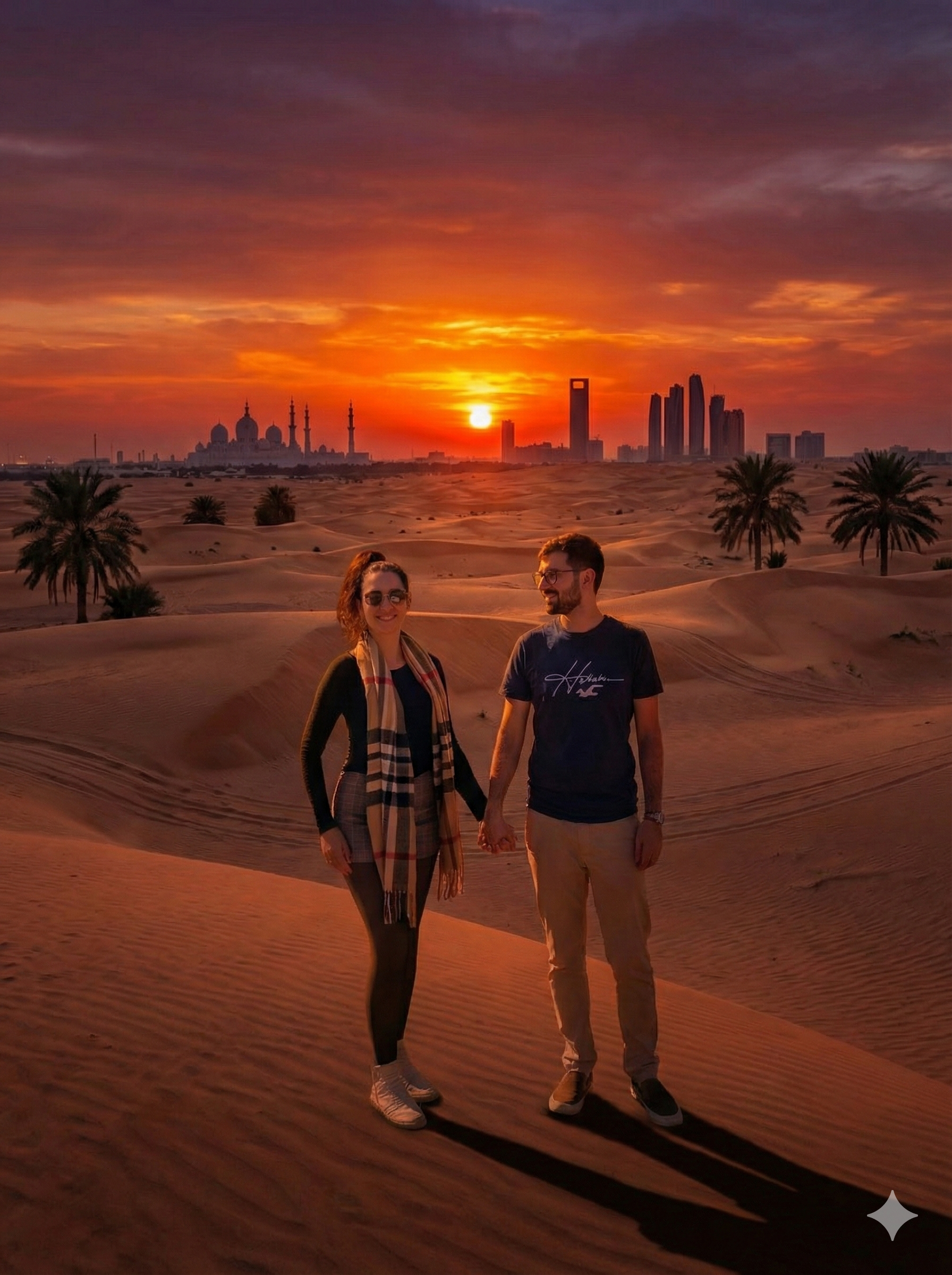 Lua de mel com pôr do sol cinematográfico